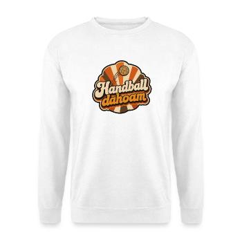 Handball dahoam Retro 70er Jahre Vektor Shirt - Unisex Pullover - Weiß - Vorne - Alina (178cm) & Michal (187cm)