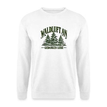 Waldluft an – Gedanken leise | Natur & Wandern - Unisex Pullover - Weiß - Vorne - Alina (178cm) & Michal (187cm)