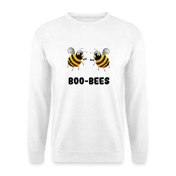 Boo-Bees - Zwei Bienen sagen Boo - Unisex Pullover - Weiß - Vorne - Alina (178cm) & Michal (187cm)