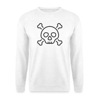 Totenkopf-und-Knochen-Linien-Symbol - Unisex Pullover - Weiß - Vorne - Alina (178cm) & Michal (187cm)
