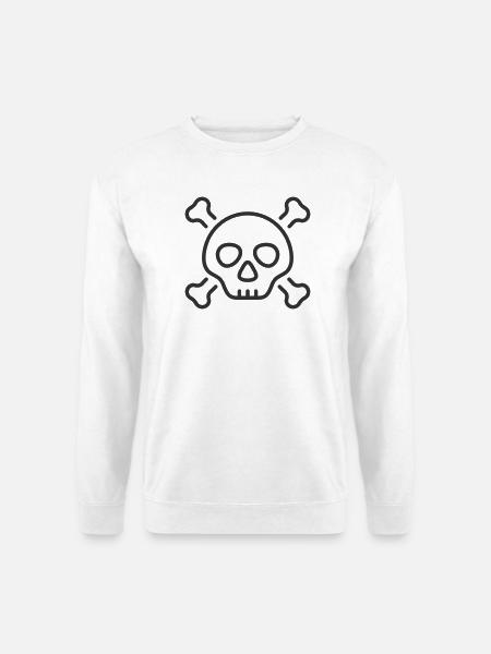 Totenkopf-und-Knochen-Linien-Symbol - Unisex Pullover - Weiß
