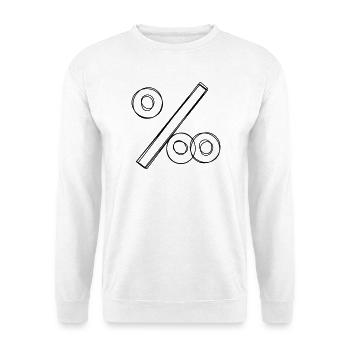 Promillezeichen handgezeichnet - Unisex Pullover - Weiß - Vorne - Alina (178cm) & Michal (187cm)