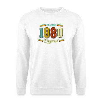 46. Geburtstag Classic Original 1980 Retro - Unisex Pullover - Weiß - Vorne - Alina (178cm) & Michal (187cm)