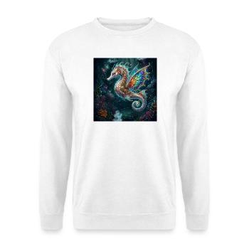 Steampunk-geflügeltes Seepferdchen - Unisex Pullover - Weiß - Vorne - Alina (178cm) & Michal (187cm)