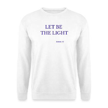 Lasst das Licht sein - Unisex Pullover - Weiß - Vorne - Alina (178cm) & Michal (187cm)
