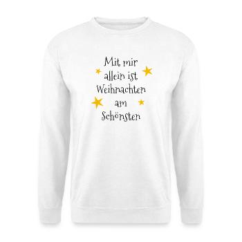Mit mir allein ist Weihnachten am schönsten - Unisex Pullover - Weiß - Vorne - Alina (178cm) & Michal (187cm)