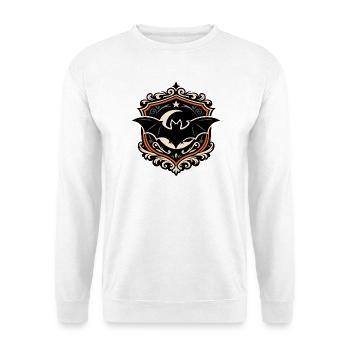 Dunkles Fledermaus Emblem - Unisex Pullover - Weiß - Vorne - Alina (178cm) & Michal (187cm)