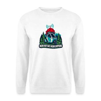 Mein Hut Hat Mehr Empfang Auto - Unisex Pullover - Weiß - Vorne - Alina (178cm) & Michal (187cm)