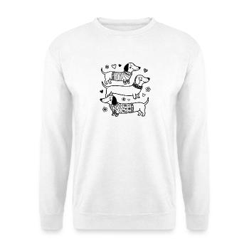 Dackel Hunde Dackelliebe Kinder T-Shirt - Unisex Pullover - Weiß - Vorne - Alina (178cm) & Michal (187cm)