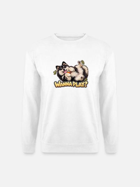 Finnischer Lapphund – möchtest du spielen? - Unisex Pullover - Weiß