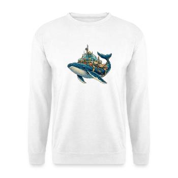 SteampunkWale Unterwasserkosmos - Unisex Pullover - Weiß - Vorne - Alina (178cm) & Michal (187cm)