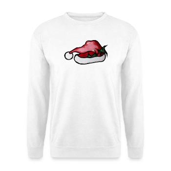 Crimson Lip Weihnachtsmannhut-Kunstwerk - Unisex Pullover - Weiß - Vorne - Alina (178cm) & Michal (187cm)