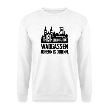 Wadgassen dohemm is dohemm spruch silhouette - Unisex Pullover - Weiß - Vorne - Alina (178cm) & Michal (187cm)