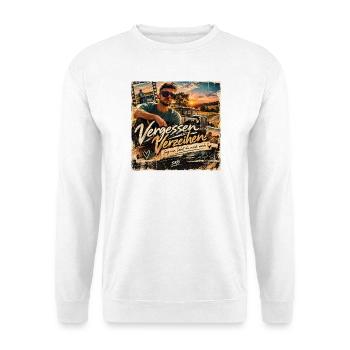 Vergessen Verzeihen – SATO | Retro Design - Unisex Pullover - Weiß - Vorne - Alina (178cm) & Michal (187cm)