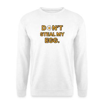 Spiegelei – Don’t steal my egg – Frühstück Spruch - Unisex Pullover - Weiß - Vorne - Alina (178cm) & Michal (187cm)