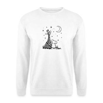 Giraffenwelpen-Mondnacht - Unisex Pullover - Weiß - Vorne - Alina (178cm) & Michal (187cm)