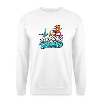 Jogging ist meine Therapie - Unisex Pullover - Weiß - Vorne - Alina (178cm) & Michal (187cm)