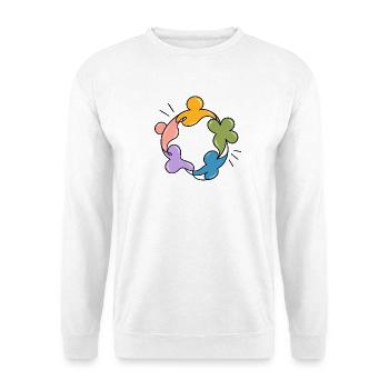 Verschieden, zusammen – Inklusion, Respekt und Nein zum Bu - Unisex Pullover - Weiß - Vorne - Alina (178cm) & Michal (187cm)