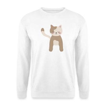 Gemütliche Calico-Traumkatze - Unisex Pullover - Weiß - Vorne - Alina (178cm) & Michal (187cm)