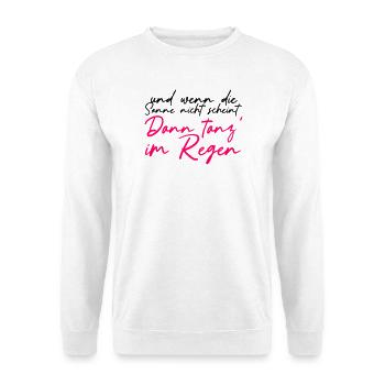 Tanz im Regen Neon Schriftzug - Unisex Pullover - Weiß - Vorne - Alina (178cm) & Michal (187cm)