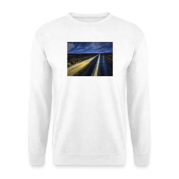 Endloser Weg - Unisex Pullover - Weiß - Vorne - Alina (178cm) & Michal (187cm)