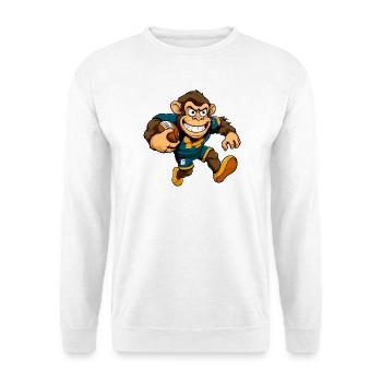 Affe Rugbyspieler - Unisex Pullover - Weiß - Vorne - Alina (178cm) & Michal (187cm)