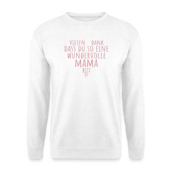 Beste Mama Herz Dankeschön Muttertag Geschenkidee - Unisex Pullover - Weiß - Vorne - Alina (178cm) & Michal (187cm)