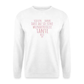 Beste Tante Herz Dankeschön Patentante Geschenk - Unisex Pullover - Weiß - Vorne - Alina (178cm) & Michal (187cm)