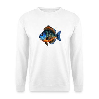 Blaubarmen-Panfisch-Sonnenbarsch - Unisex Pullover - Weiß - Vorne - Alina (178cm) & Michal (187cm)