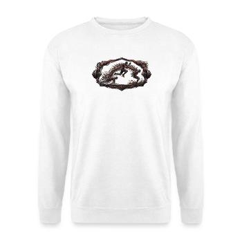 Broad Jump – Katzen Fitness Action - Unisex Pullover - Weiß - Vorne - Alina (178cm) & Michal (187cm)
