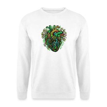 Umweltschutz – Grünes Herz zwischen Natur und Tech - Unisex Pullover - Weiß - Vorne - Alina (178cm) & Michal (187cm)