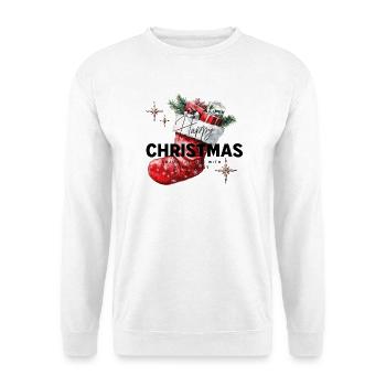 Happy Christmas - Stiefel - Unisex Pullover - Weiß - Vorne - Alina (178cm) & Michal (187cm)