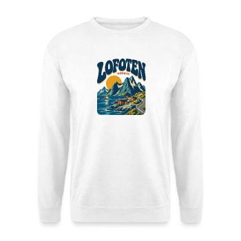 Lofoten Norway Retro Travel - Unisex Pullover - Weiß - Vorne - Alina (178cm) & Michal (187cm)