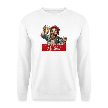 Hilft gegen akute Realität – Bier Humor - Unisex Pullover - Weiß - Vorne - Alina (178cm) & Michal (187cm)