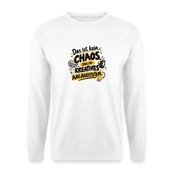 Das ist kein Chaos. Das ist kreatives Ablagesystem - Unisex Pullover - Weiß - Vorne - Alina (178cm) & Michal (187cm)