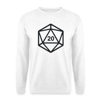 D20 Wuerfel Rollenspiel Grafik - Unisex Pullover - Weiß - Vorne - Alina (178cm) & Michal (187cm)