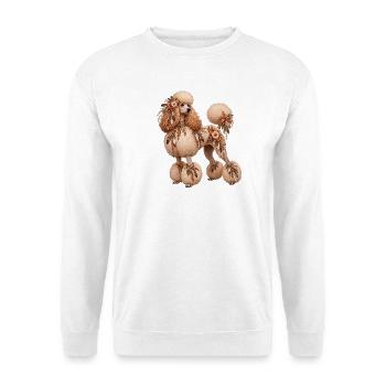 Pudel – Romantischer Blumenstil - Unisex Pullover - Weiß - Vorne - Alina (178cm) & Michal (187cm)