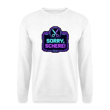 Sorry Schere Retro Arcade Game Over Pixel Shirt - Unisex Pullover - Weiß - Vorne - Alina (178cm) & Michal (187cm)