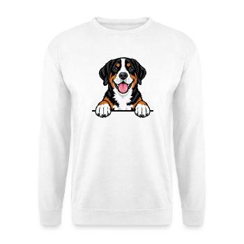 Grosser Schweizer Sennenhund - Unisex Pullover - Weiß - Vorne - Alina (178cm) & Michal (187cm)