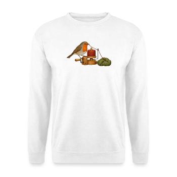 Rotkehlchen wickelt Garn - Unisex Pullover - Weiß - Vorne - Alina (178cm) & Michal (187cm)