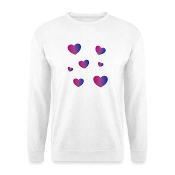 Bi Pride Herzen - Unisex Pullover - Weiß - Vorne - Alina (178cm) & Michal (187cm)