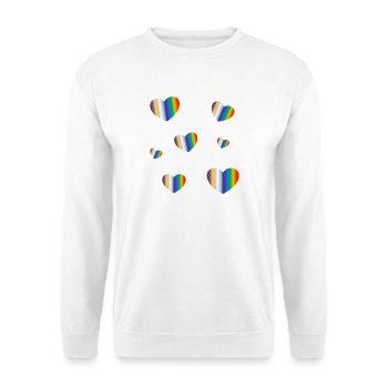 Inklusive Pride-Flagge Herzen - Unisex Pullover - Weiß - Vorne - Alina (178cm) & Michal (187cm)