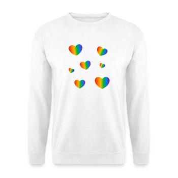 Rainbow Hearts LGBT-Stolz - Unisex Pullover - Weiß - Vorne - Alina (178cm) & Michal (187cm)