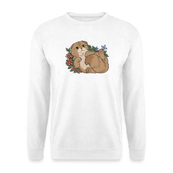 Florales Scottish Fold-Kätzchen - Unisex Pullover - Weiß - Vorne - Alina (178cm) & Michal (187cm)