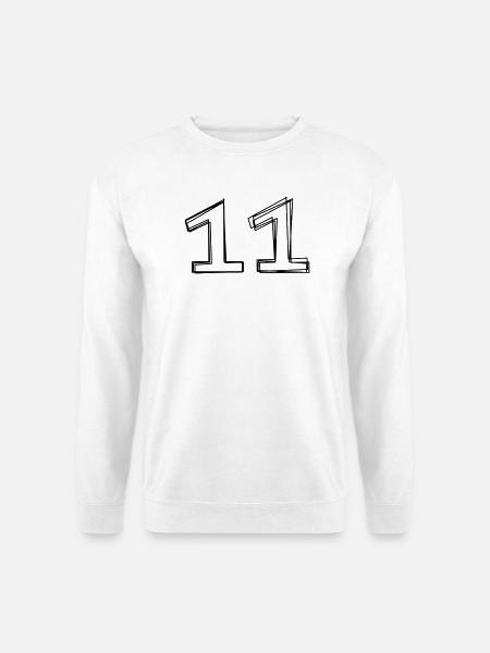 Zahl 11 handgezeichnet - Unisex Pullover - Weiß