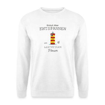Leuchtturm Pilsum, Meer Entspannen, Nordsee - Unisex Pullover - Weiß - Vorne - Alina (178cm) & Michal (187cm)
