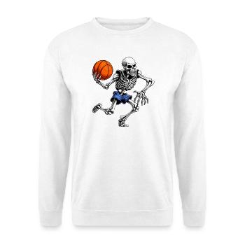 Skelette Basketballer / Basketball Skelett - Unisex Pullover - Weiß - Vorne - Alina (178cm) & Michal (187cm)