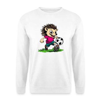 Fussball Igel - Unisex Pullover - Weiß - Vorne - Alina (178cm) & Michal (187cm)