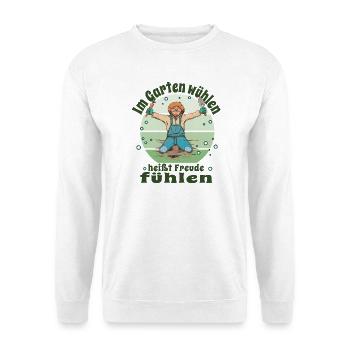  Gärtner Pflanzen Kleingärtner Schrebergarten - Unisex Pullover - Weiß - Vorne - Alina (178cm) & Michal (187cm)