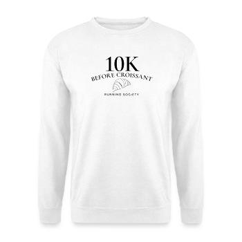 10K vor Croissant – Lauf- und Brunch-Lebensstil - Unisex Pullover - Weiß - Vorne - Alina (178cm) & Michal (187cm)